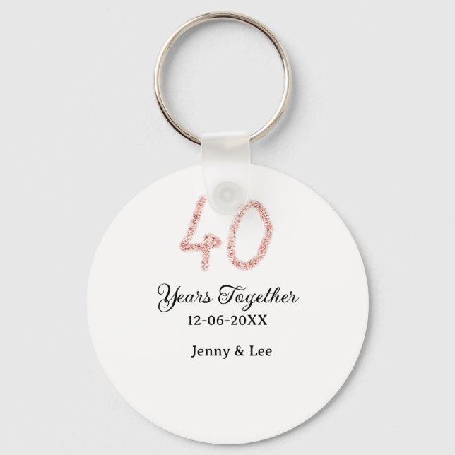 Forty years together black pink glitter bold lette schlüsselanhänger (Vorderseite)