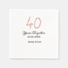 Forty years together black pink glitter bold lette serviette