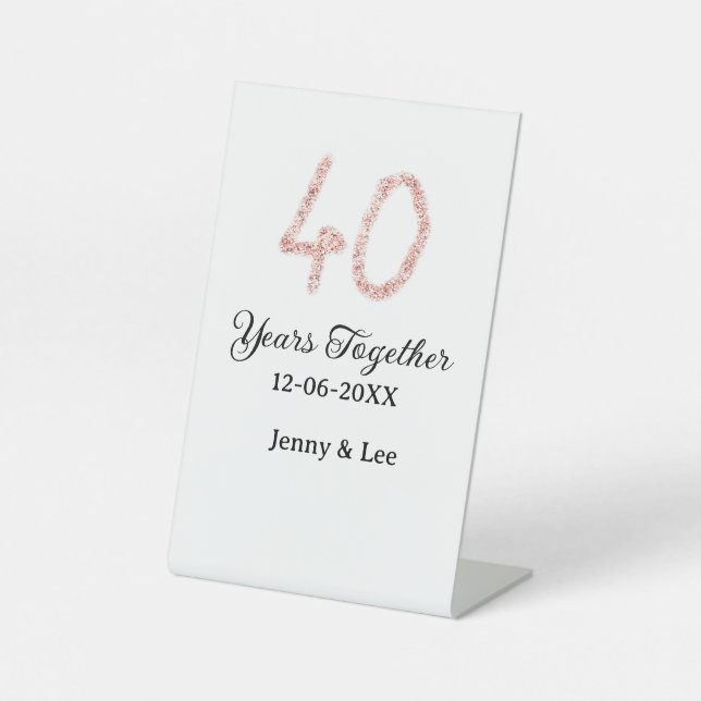 Forty years together black pink glitter bold lette sockelschild (Vorderseite)