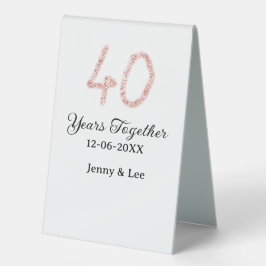 Forty years together black pink glitter bold lette tischaufsteller 