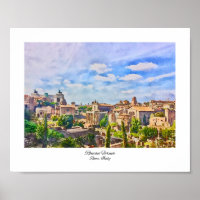 Forum Romanum aus Palatine Hill Italien Wasserfarb