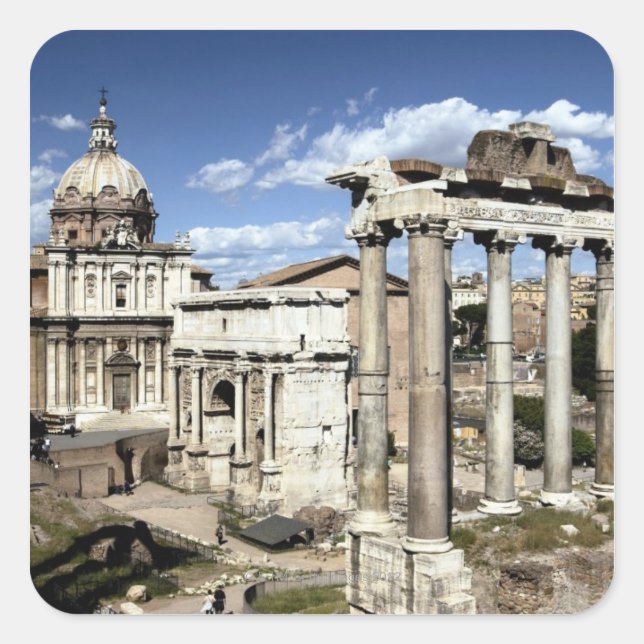 Forum Romanum, Rom, Italien Quadratischer Aufkleber (Vorderseite)