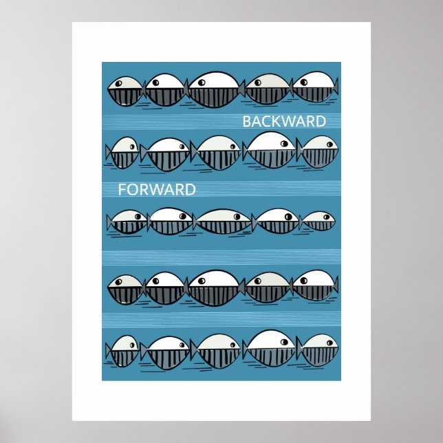 Forward and Backward – Minimal Fish Pattern Poster (Vorne)