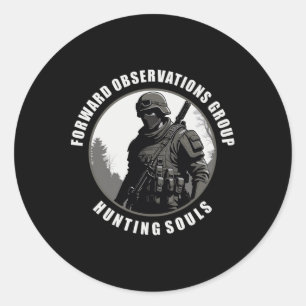 Forward Observations Group. Soule im Voraus Runder Aufkleber