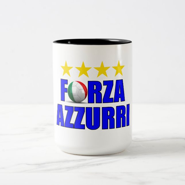 Forza Azzurri 4 Weltfußball-Weltmeister Zweifarbige Tasse (Mittel)