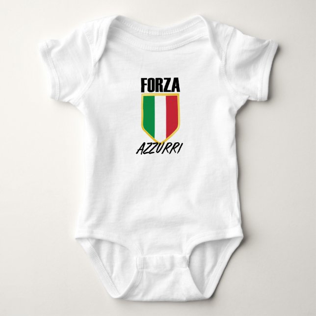 Forza Azzurri Italienischer Flaggenfußball Baby Strampler (Vorderseite)