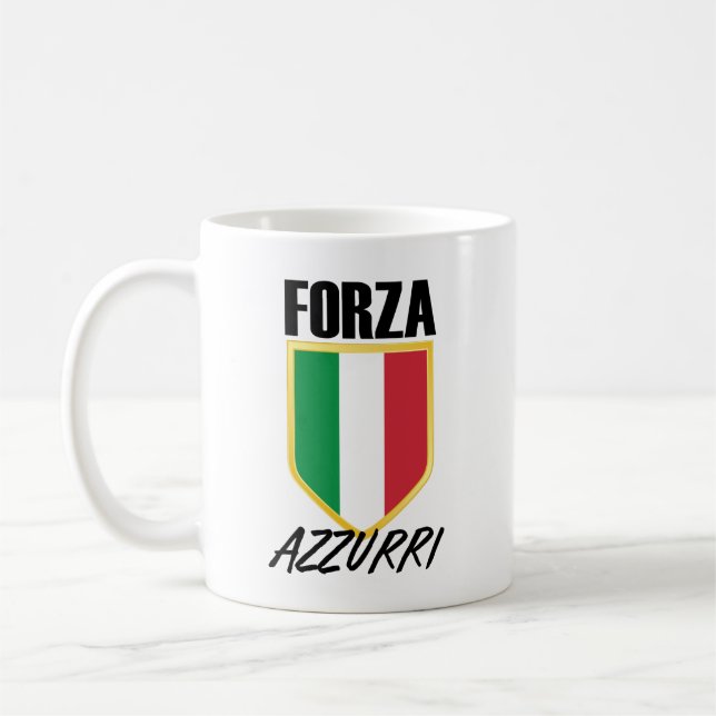 Forza Azzurri Italienischer Flaggenfußball Kaffeetasse (Links)