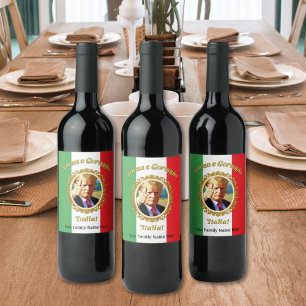 Forza e Coraggio Italia Gold Frame Trump Weinkelle Weinetikett