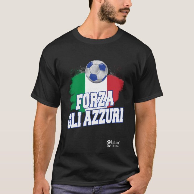 Forza Gli Azzuri Version 1 Black T-Shirt (Vorderseite)