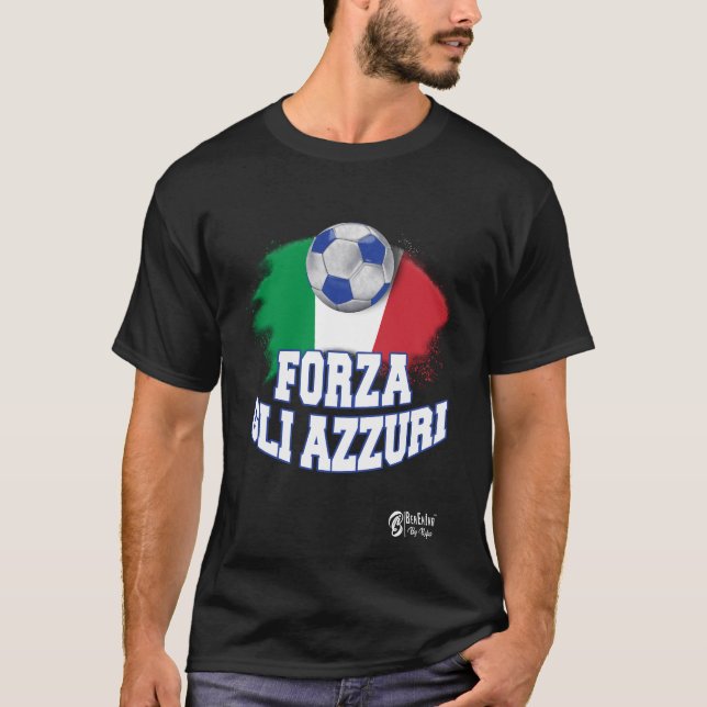 Forza Gli Azzuri Version 2 Black T-Shirt (Vorderseite)