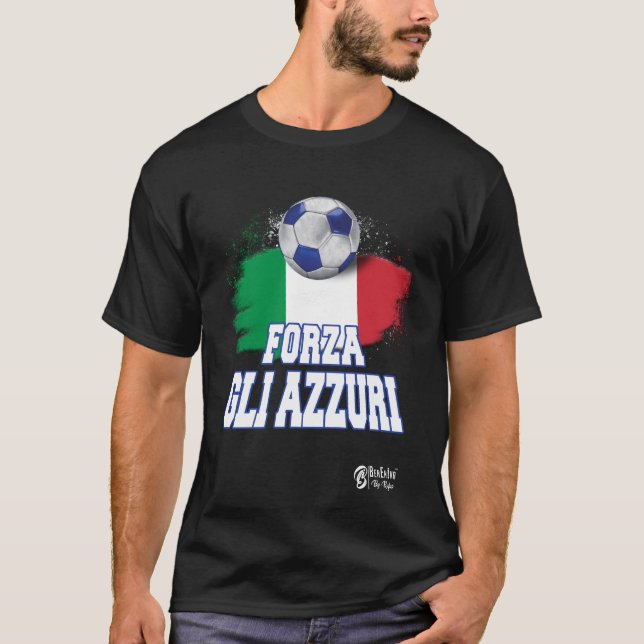 Forza Gli Azzuri Version 3 Black T-Shirt (Vorderseite)