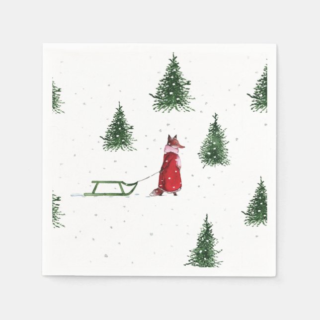 Foschnee Winter Weihnachtsbild Serviette (Vorderseite)