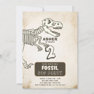 Fossil Dig Dinosaur Geburtstagsparty Einladung