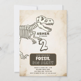 Fossil Dig Dinosaur Geburtstagsparty Einladung