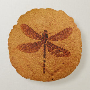 Fossil Dragonfly Rundes Kissen