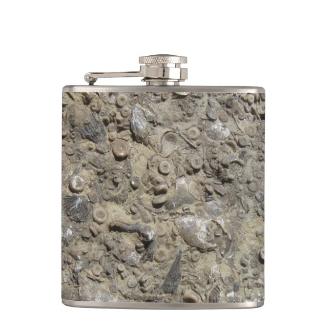 Fossil Hash Kalksteingeologie Flachmann (Vorderseite)