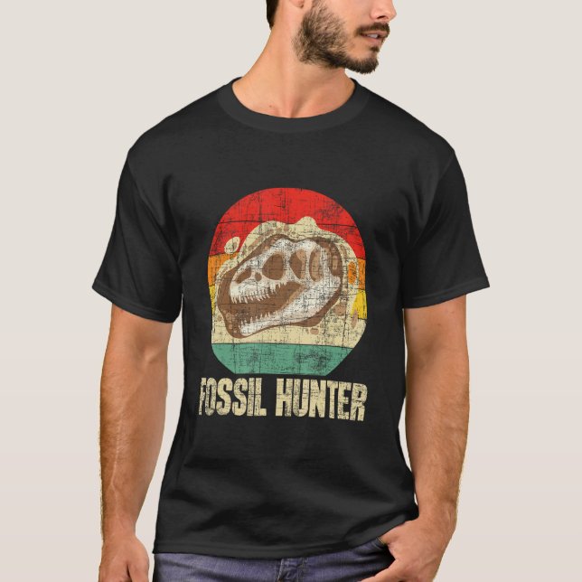 Fossil Hunter - Retro Paläontologe Paläontologie T-Shirt (Vorderseite)