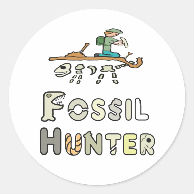 Fossil Hunter Runder Aufkleber (Vorderseite)