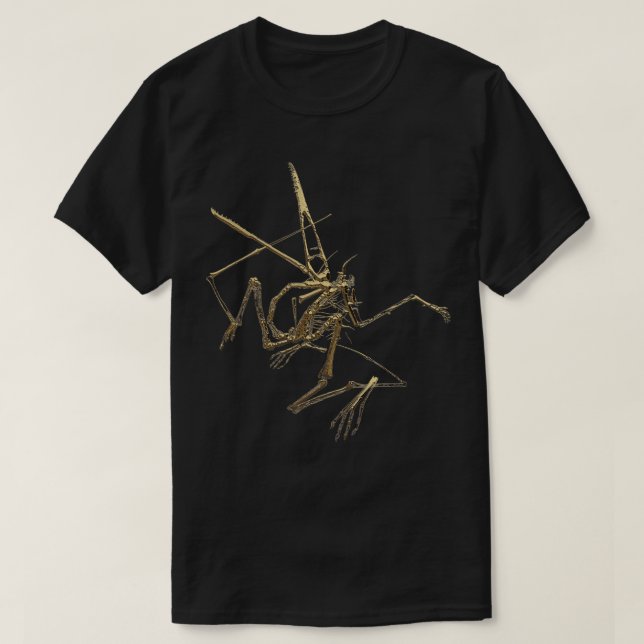 Fossil Record Gold Pterodactylfossil auf schwarzer T-Shirt (Design vorne)