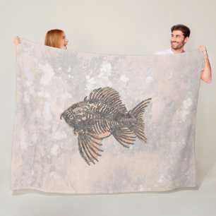 Fossile Fische Fleecedecke