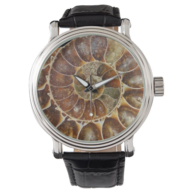Fossile Muschel Armbanduhr (Vorderseite)
