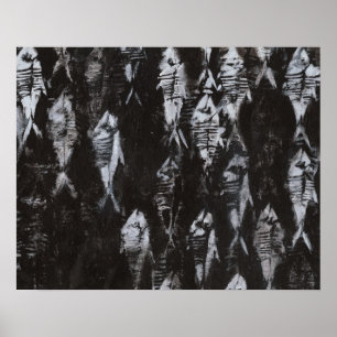 Fossile weiße Fische im schwarzen Hintergrund Poster