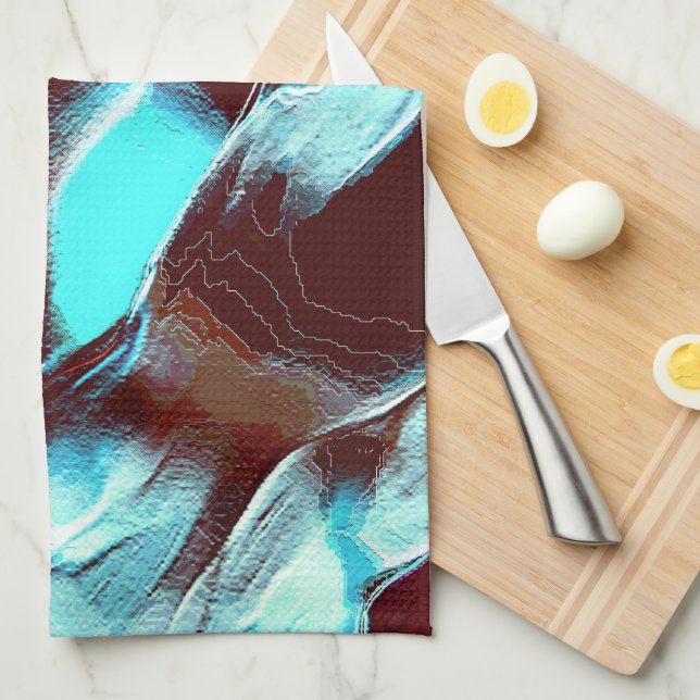 Fossilien oder Metall, in braun bis zyangradienten Geschirrtuch (Viertel Falte)