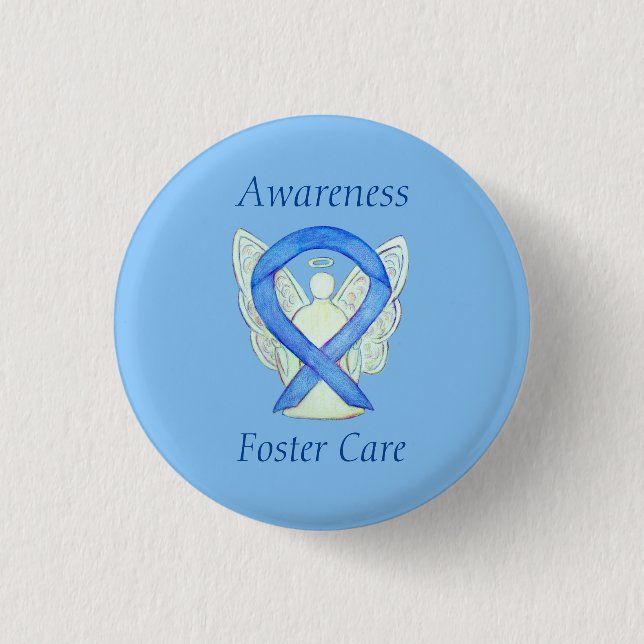 Foster Care Angel Blue Awareness Ribbon Button (Vorderseite)