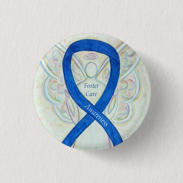 Foster Care Angel Blue Awareness Ribbon Button (Vorderseite)