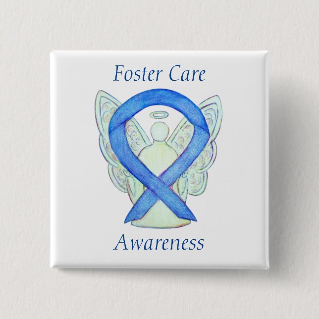 Foster Care Angel Blue Awareness Ribbon Button (Vorderseite)