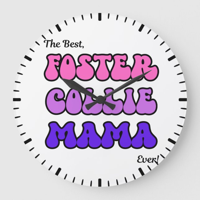 Foster Collie Mom Clock Große Wanduhr (Vorderseite)