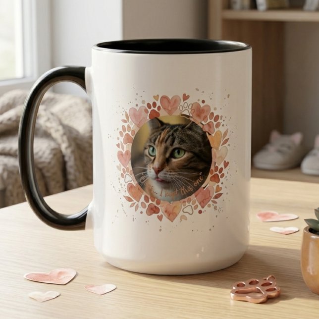 Foster Fail Pet Photo Heart Wreath Gift Tasse (Foster failure celebration pet adoption mug)