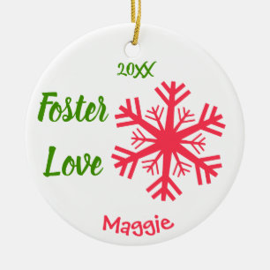 Foster Liebe - Pink-Schneeflocken-Adoption Keramikornament