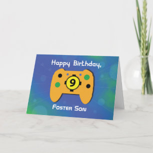 Foster Son 9 Year Old Birthday Gamer Controller Karte