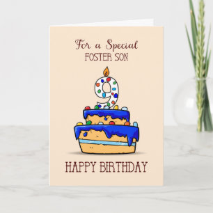 Foster Son 9th Birthday, 9 on Sweet Blue Cake Karte