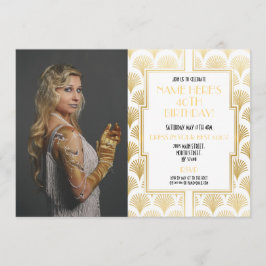 Foto 1920er Geburtstagsparty Gatsby Gold Art Deco Einladung