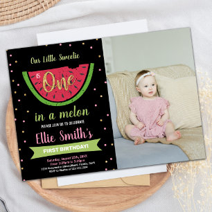 Foto 1. Grüne Wassermelone Geburtstag Einladung