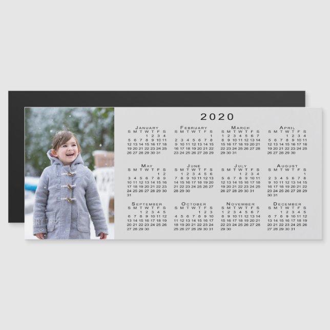 Foto 2020 Kalender auf Grau hinzufügen Magnetkarte (Vorne/Hinten)