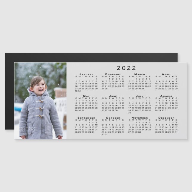 Foto 2022 Kalender auf Gray Magnet hinzufügen (Vorne/Hinten)