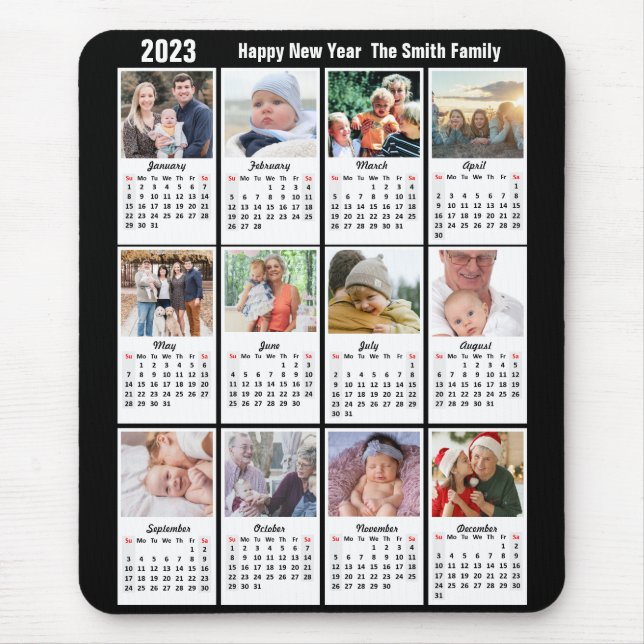 Foto 2023 Kalender 12 Familie Modernes Minimalisti Mousepad (Vorne)