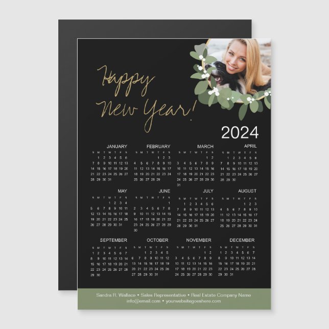 Foto 2024 Kalender Glücklich Neues Jahr Magnetkarte (Vorne/Hinten)