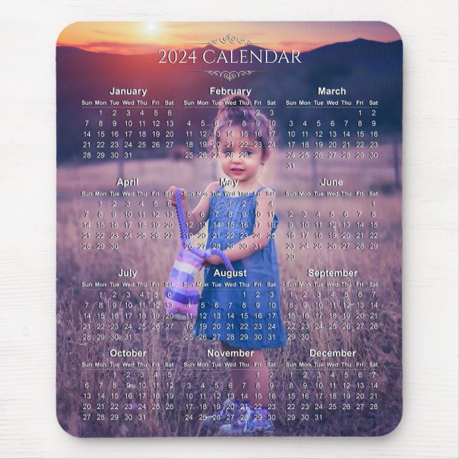 Foto 2024-Kalender hinzufügen | Mousepad (Vorne)