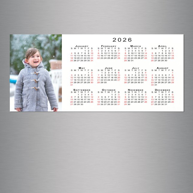 Foto 2026 Kalender im White Magnet hinzufügen (Add Your Photo 2026 Calendar on White Magnet in situ)
