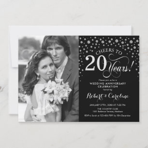 Foto 20. Hochzeitstag - Silber Schwarz Einladung