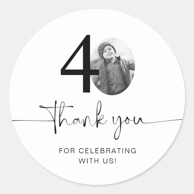 Foto 40. Geburtstag Runder Aufkleber (Vorderseite)