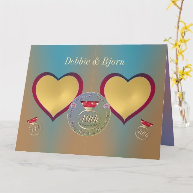 Foto 40. Hochzeitstag "Dann und Jetzt" Karte (Gelbe Blume)