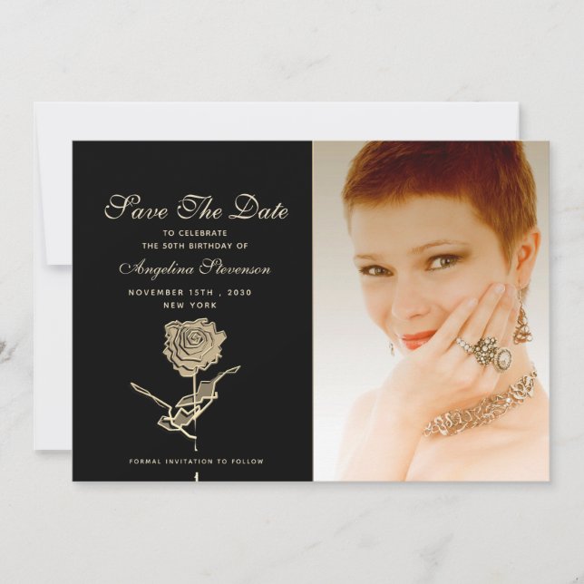 Foto 50. Geburtstag Chic Black Save The Date (Vorderseite)
