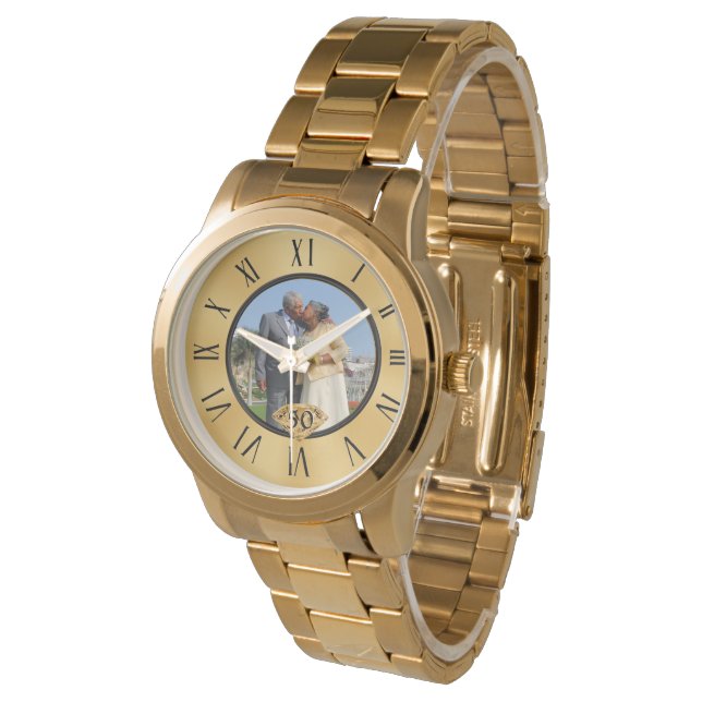 Foto 50. Hochzeit Jubiläum Geschenke für Ehemann Armbanduhr (Schrägansicht)
