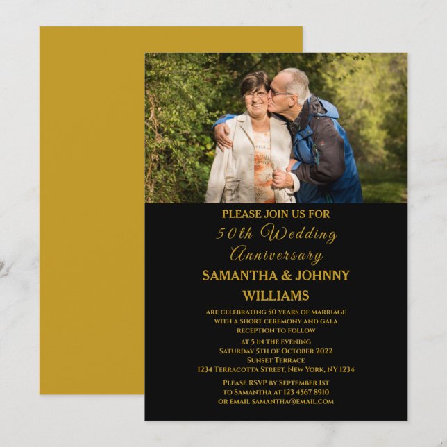 Foto 50. Hochzeitstag Gold Einladung (Vorne/Hinten)