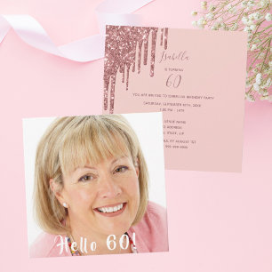 Foto 60. Geburtstagsparty hallo 60 Glitzer Einladung